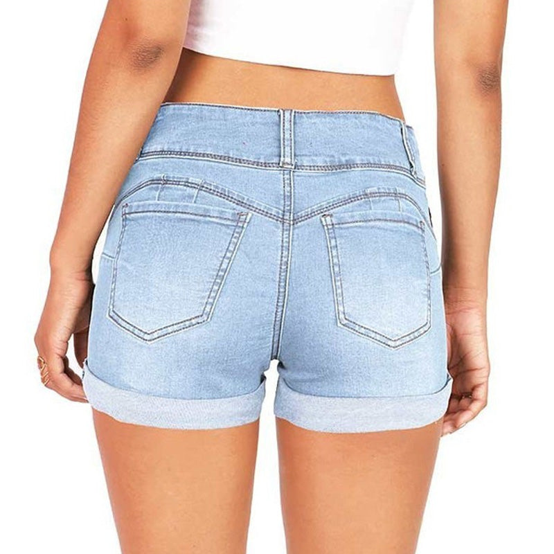 Button Up Denim Shorts