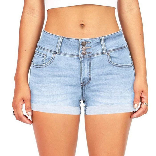 Button Up Denim Shorts