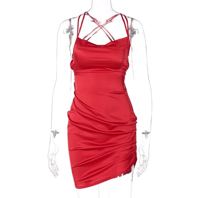 Mini Ruched Strap Dress